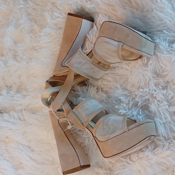 JESSICA SIMPSON DRIXI Platform Flare Heel Sexy Mesh Sandals Multi Sizes NEW - Picture 10 of 14